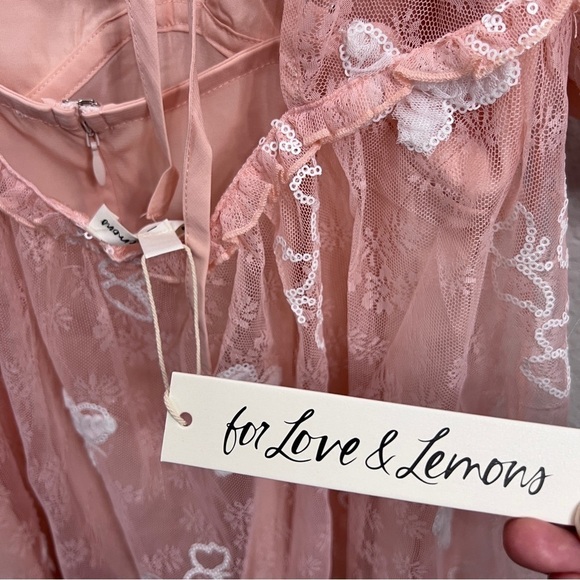 For love and lemons light peach lace mini dress in size small - Picture 10 of 16